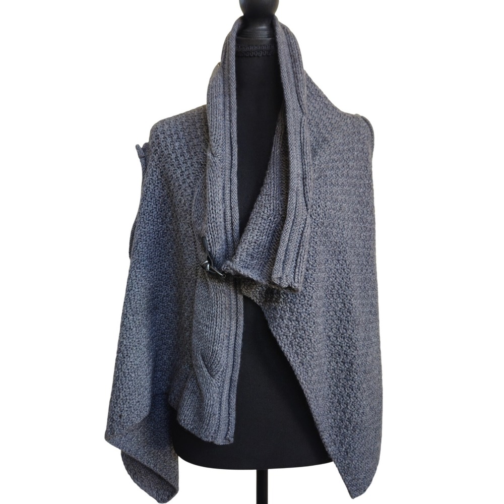 Cop. Copine Idole Gilet Wool Vest 2 Gray Asymmetrical Draped Knit Avant Garde